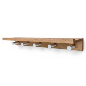 Repisa pared 5 ganchos madera/blanco