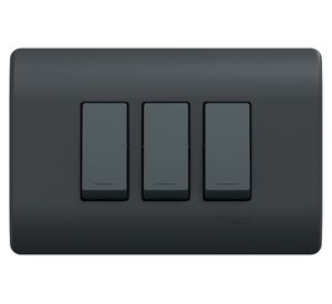 Placa Genesis armada interruptor triple 9/24 16 A 250 V black