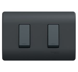 Placa Genesis armada interruptor doble 9/24 16 A 250 V black