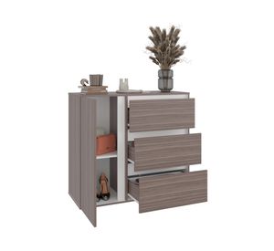 Cómoda Niza avellana/blanco 3 cajones 1 puerta