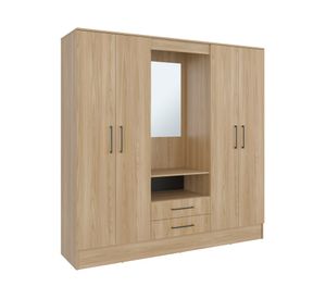 Clóset 4 puertas Barmine fresno/wengué 180.6x180.2x46.5 cm