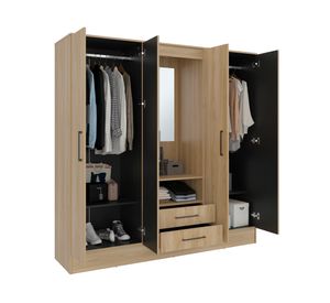 Clóset 4 puertas Barmine fresno/wengué 180.6x180.2x46.5 cm