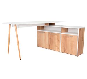 Escritorio en L Singapur 3 puertas duna/blanco