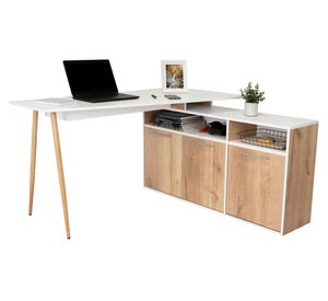 Escritorio en L Singapur 3 puertas duna/blanco