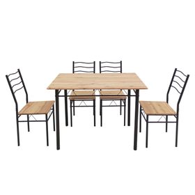 Comedor Barry negro/madera 4 Sillas