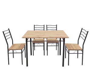 Comedor Barry negro/madera 4 Sillas