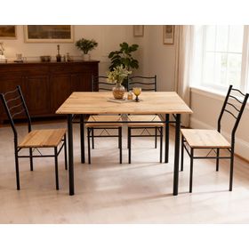 Comedor Barry negro/madera 4 Sillas