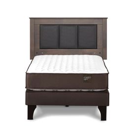 Cama europea Ergo T 1.5 plazas + respaldo Rachel gris