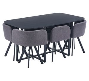 Comedor Pizza negro/gris 6 sillas