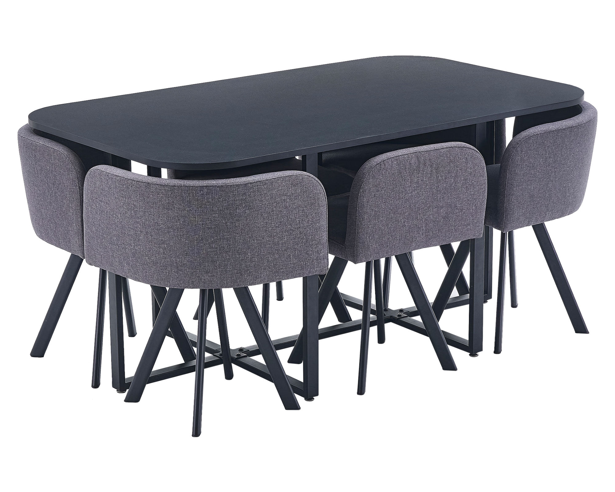 M+Design Comedor Pizza negro/gris 6 sillas