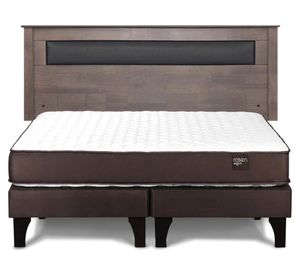 Cama europea Ergo T 2 plazas base dividida + respaldo Ferrara gris