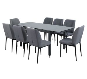 Comedor extensible 140-200 cm 8 sillas gris