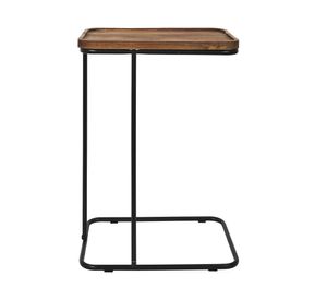 Mesa lateral Acacia natural/negro 55x40x30 cm