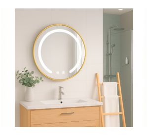 Espejo led redondo dorado 3 50x50 cm