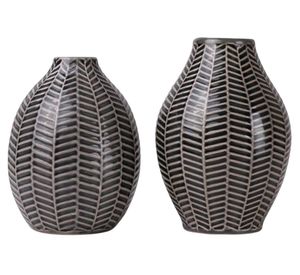 Set 2 jarrones diseño Hojas gris