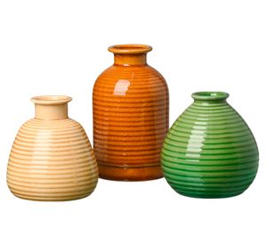Set 3 jarrones Esmaltados beige/café/verde