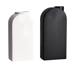 Set 2 jarrones Geométricos blanco/negro