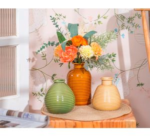 Set 3 jarrones Esmaltados beige/café/verde