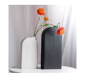 Set 2 jarrones Geométricos blanco/negro