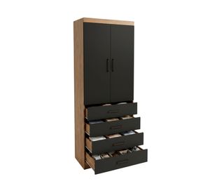 Clóset 2 puertas 4 cajones café negro 182x62x40 cm