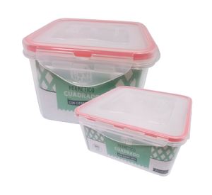 Hermético 0.7 lt + hermético 2.4 lt Lock cuadrado