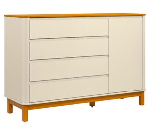 Cómoda Flow 1 puerta 4 cajones beige/eco wood