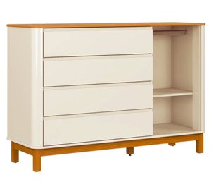 Cómoda Flow 1 puerta 4 cajones beige/eco wood