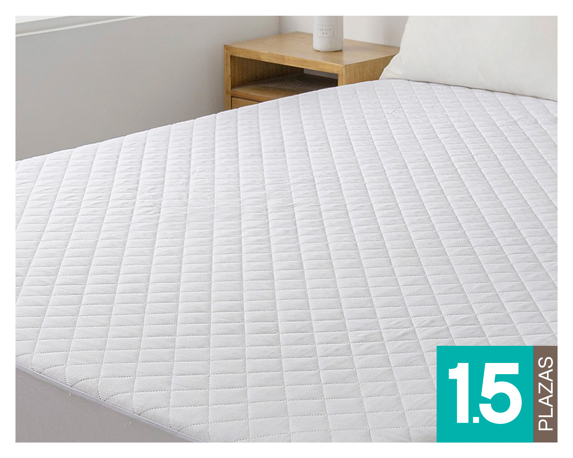 Genérico Cubrecolchón waterproof blanco 1.5 plazas