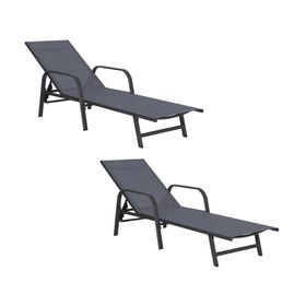 Reposera acero gris oscuro 2 unidades