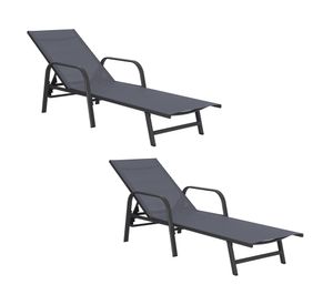 Reposera acero gris oscuro 2 unidades