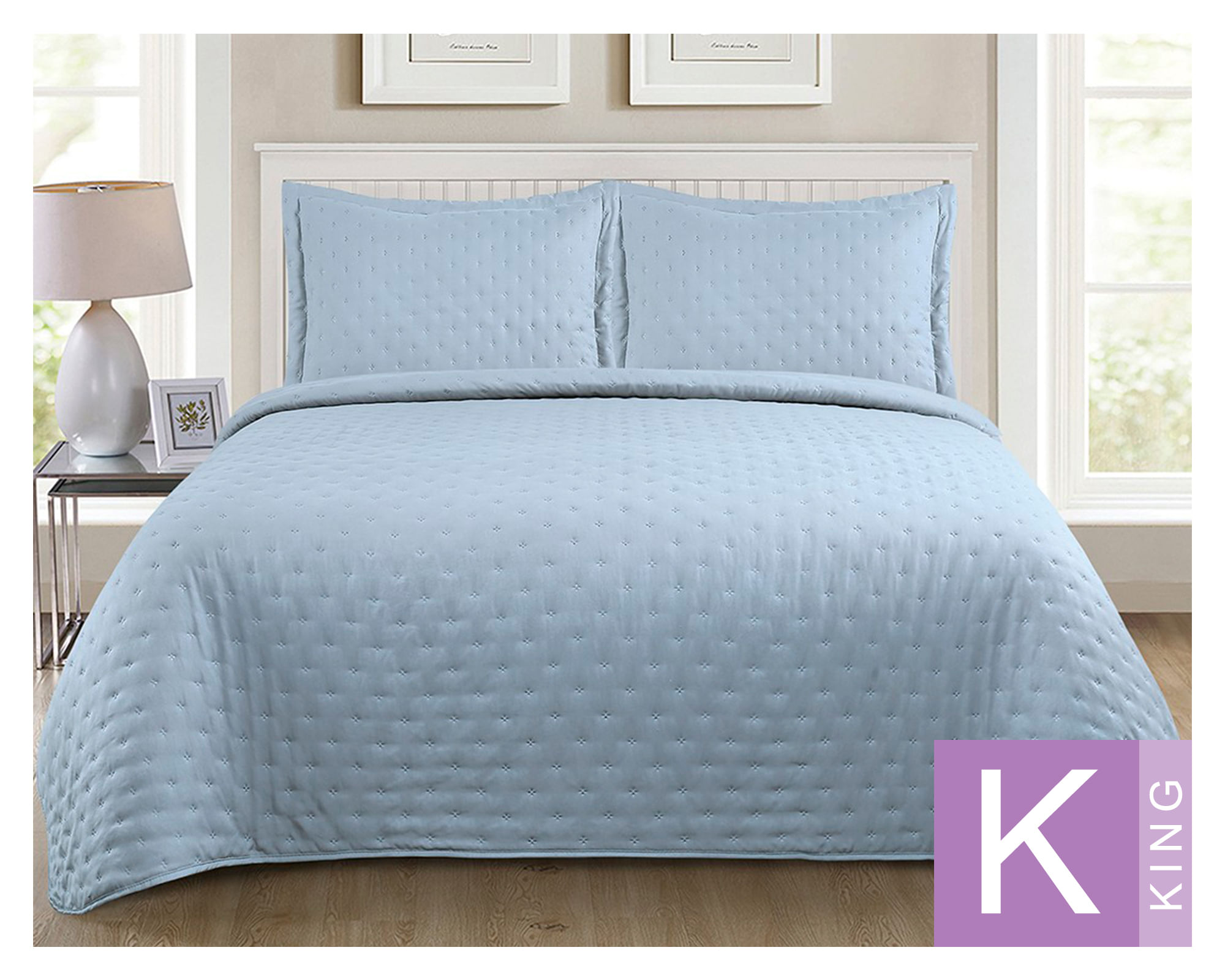 Illusions Quilt microfibra Roma celeste King