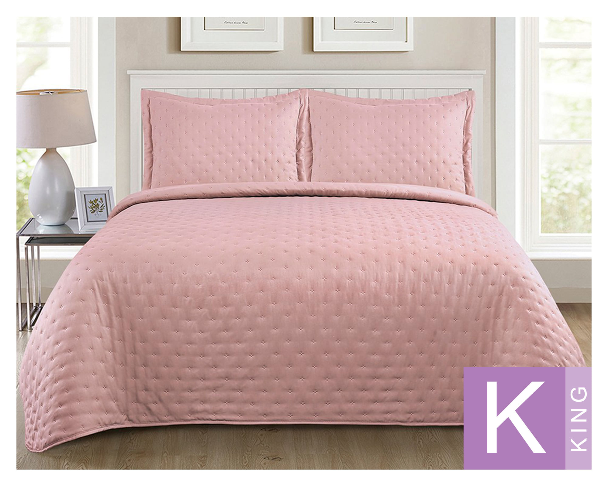 Illusions Quilt microfibra Roma rosado King