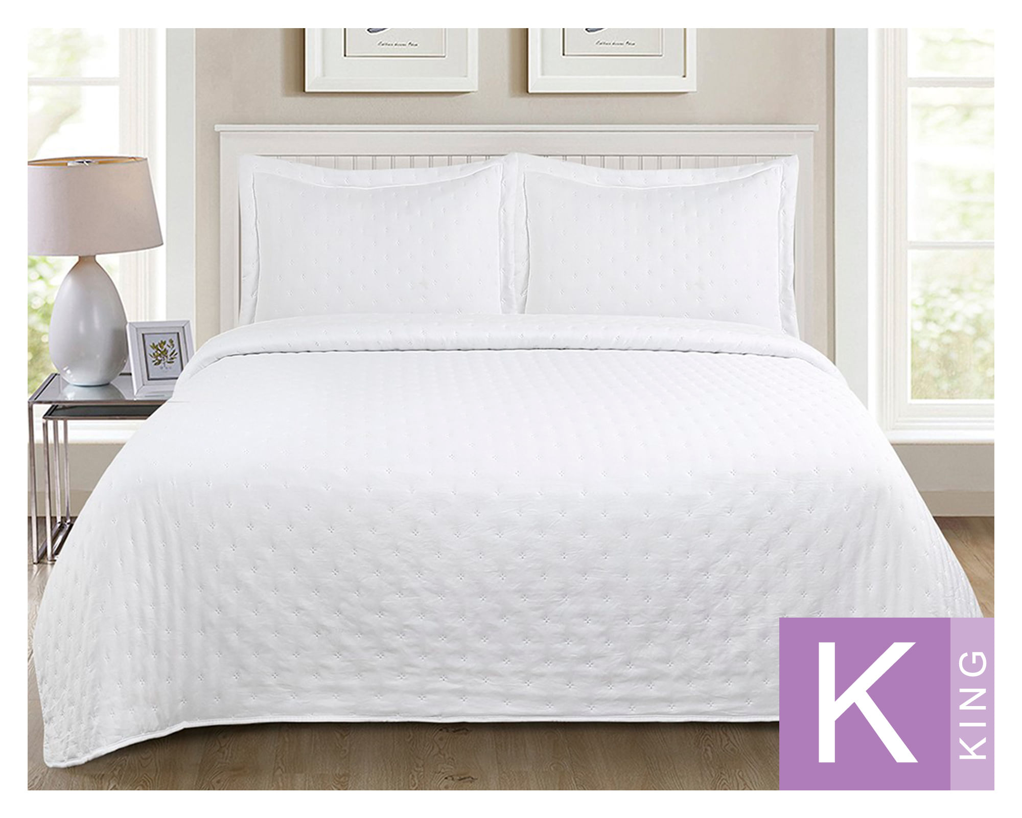 Illusions Quilt microfibra Roma blanco King