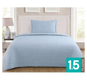 Quilt microfibra Roma celeste 1.5 plazas