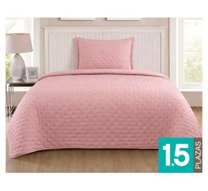 Quilt microfibra Roma rosado 1.5 plazas