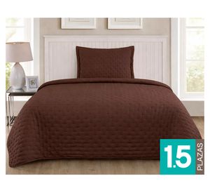 Quilt microfibra Roma café 1.5 plazas