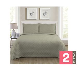 Quilt microfibra Roma olivo 2 plazas