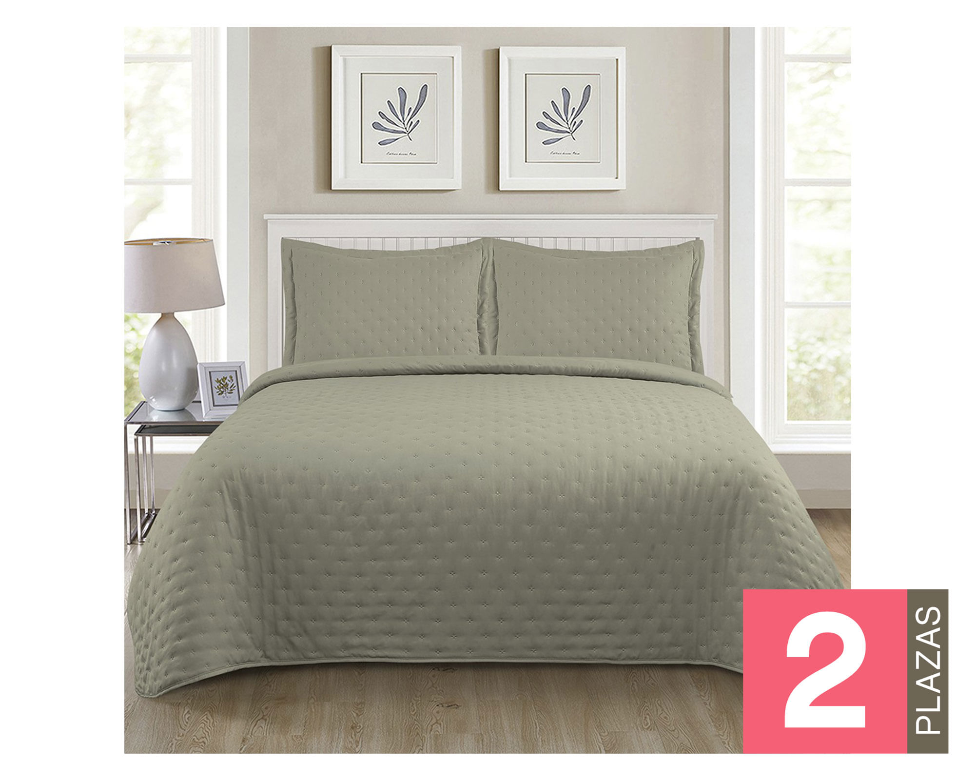 Illusions Quilt microfibra Roma olivo 2 plazas