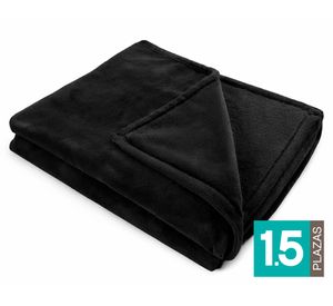 Frazada Flannel negro 1.5 plazas