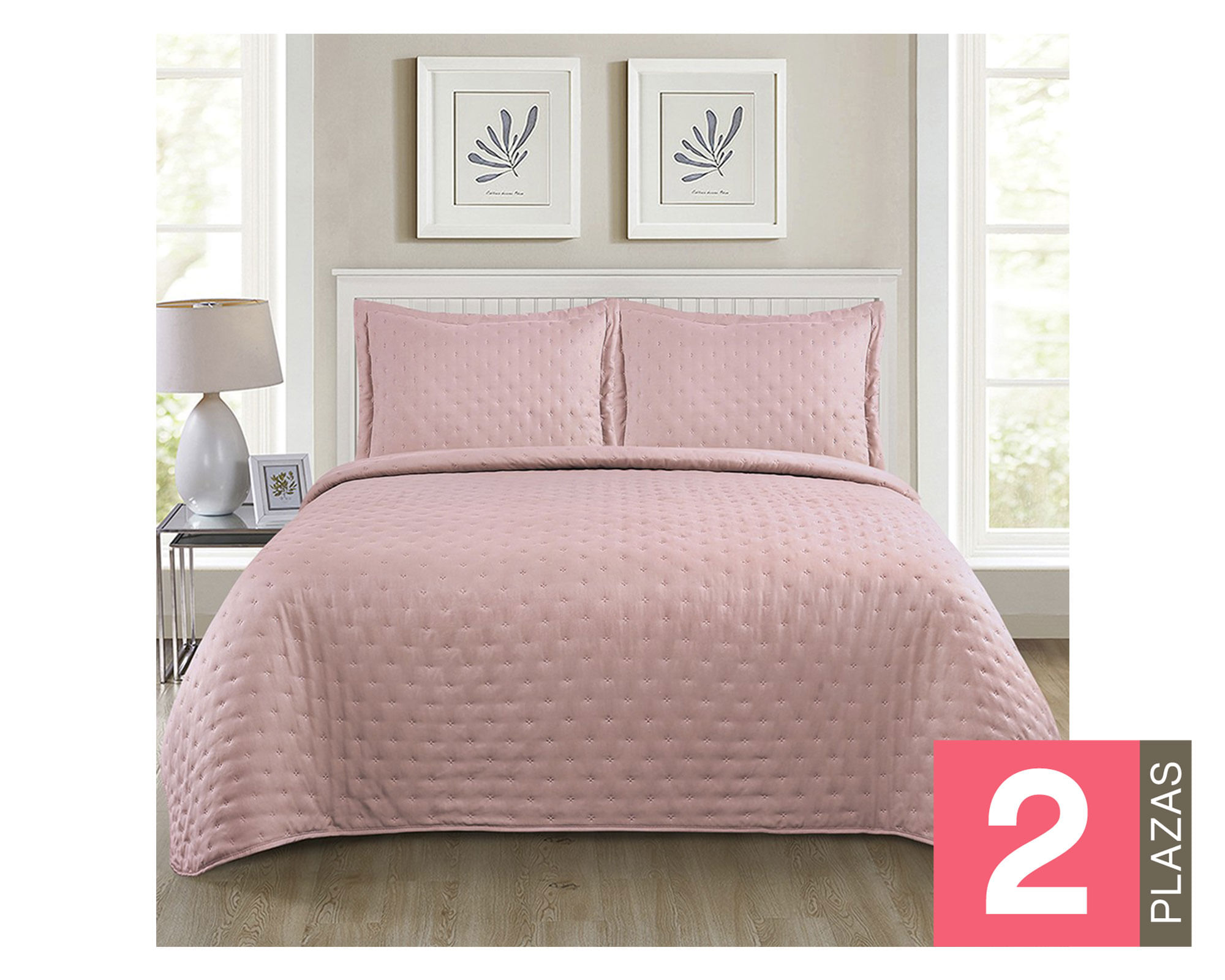 Illusions Quilt microfibra Roma rosado 2 plazas