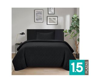 Quilt microfibra Roma negro 1.5 plazas