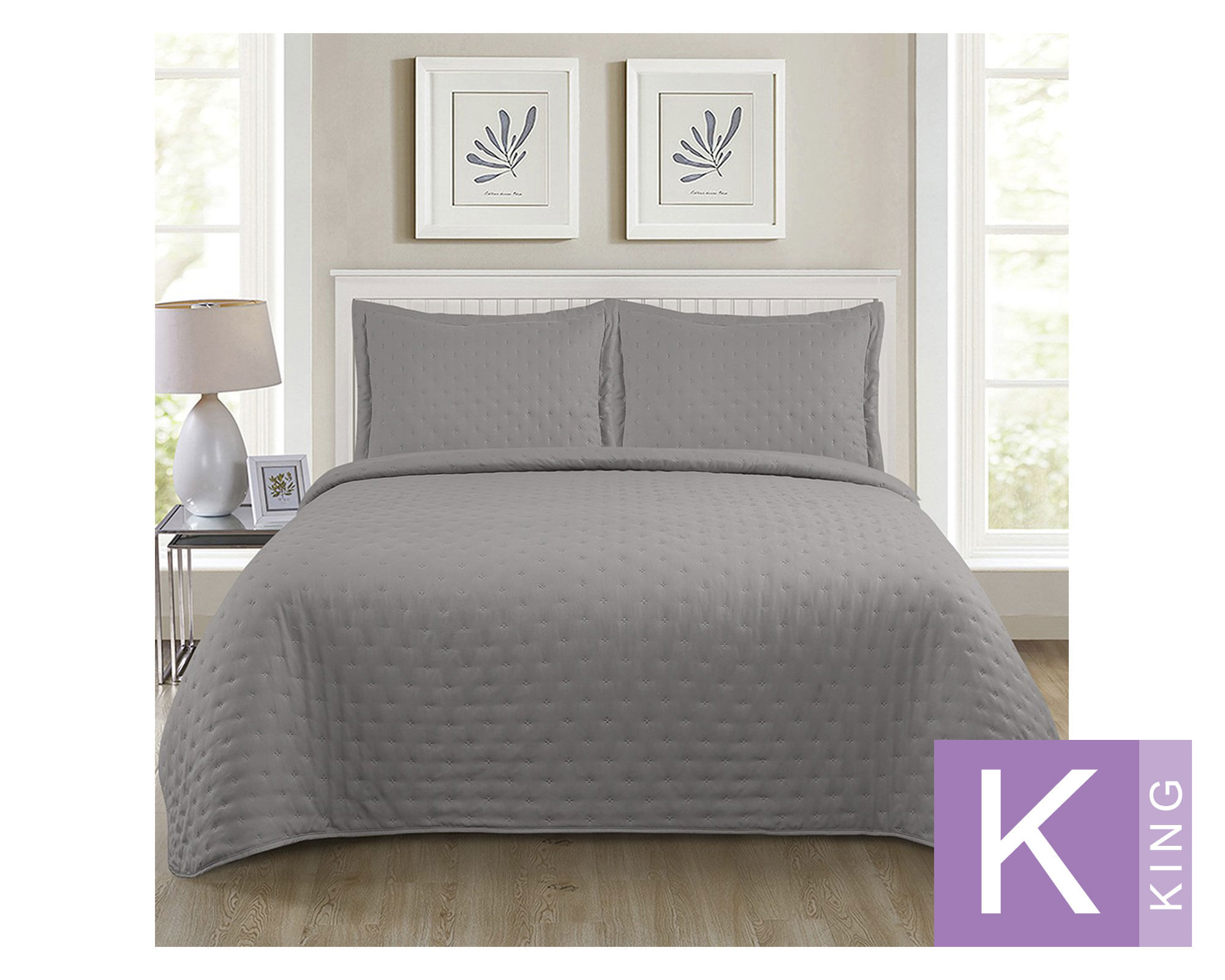 Illusions Quilt microfibra Roma gris King