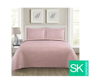 Quilt microfibra Roma rosado Súper King