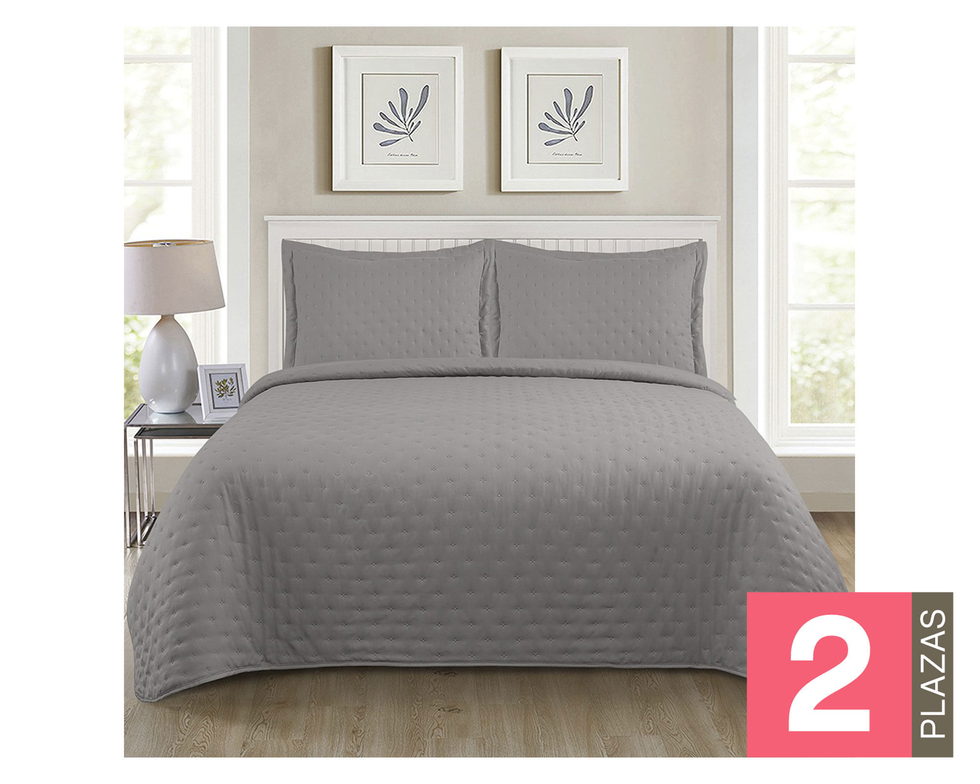 Illusions Quilt microfibra Roma gris 2 plazas