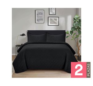 Quilt microfibra Roma negro 2 plazas