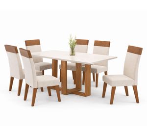 Comedor 6 sillas Imperial beige 80x160x80 cm