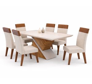 Comedor 6 sillas Elite beige 82x180x90 cm