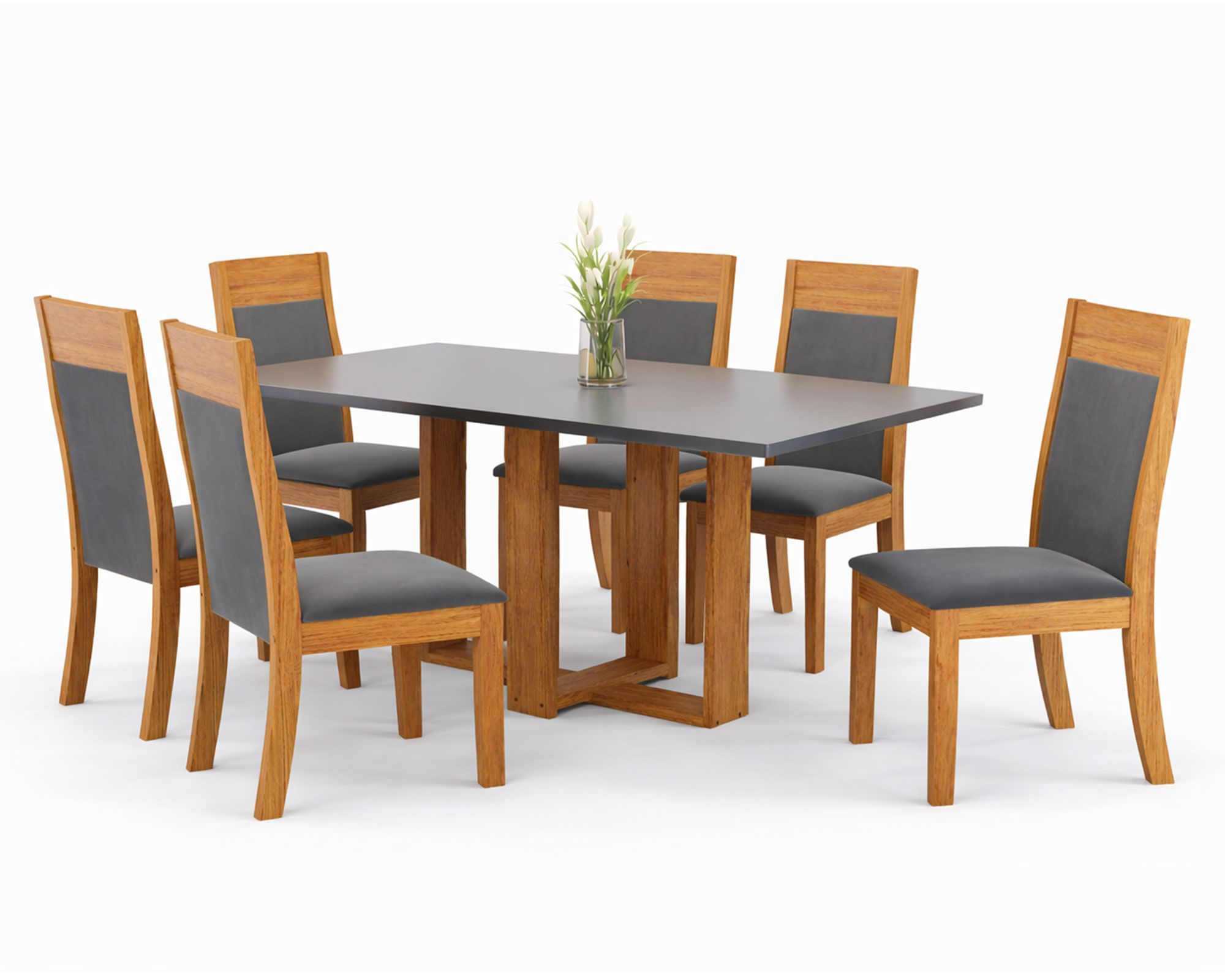 Alaia Home Juego comedor 6 sillas toscana gris