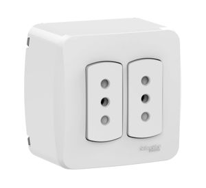 Casquete armado enchufe doble 10A 250V  blanco