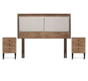 Set respaldo + velador Paul 2 plazas latte